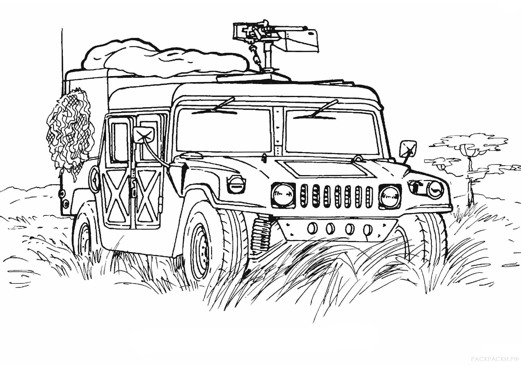 Военная Раскраска внедорожник Hummer